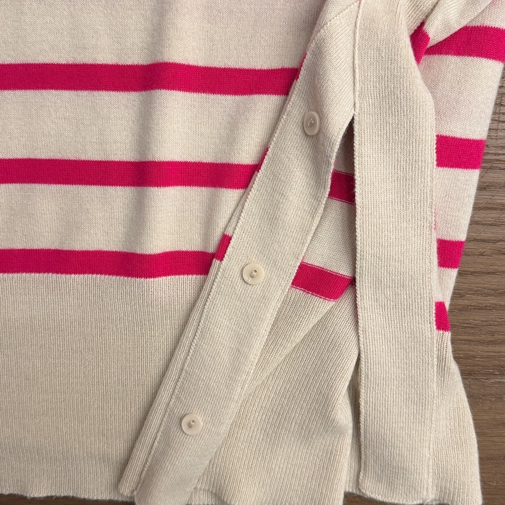 # Classic Scoop-Neck Stripe Sweater by MERSEA — Cream & Pink - Picture 5 of 6